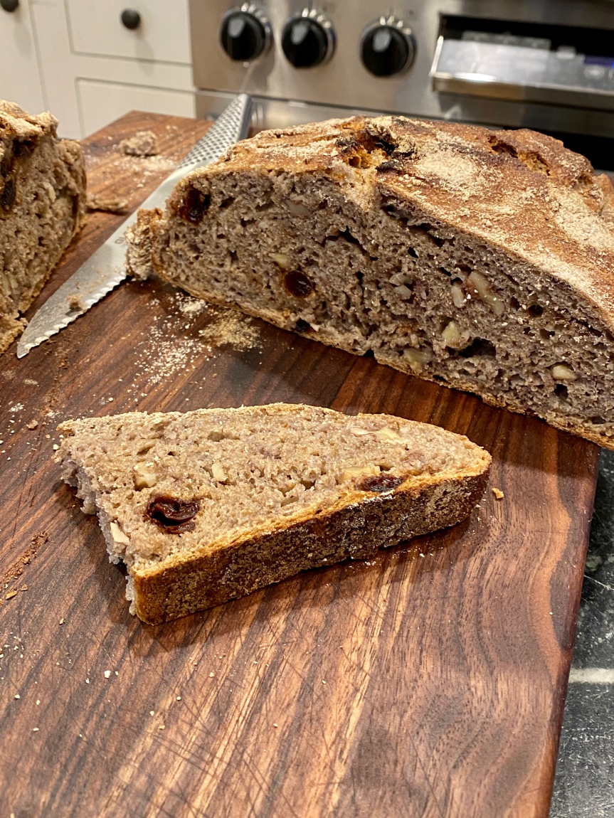 Whole Wheat Sourdough Bread with  Dried Cherries and Walnuts